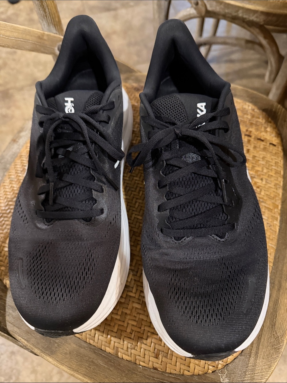 Hoka Men's Black and White Athletic Running Shoes Size 12